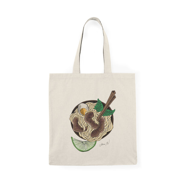 Ramen Bowl Natural Tote Bag – Illustrated Noodle Soup Grocery & Market Tote