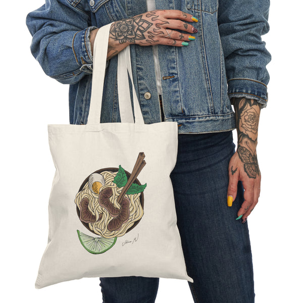 Ramen Bowl Natural Tote Bag – Illustrated Noodle Soup Grocery & Market Tote