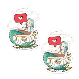 Coffee Mermaid Kiss Cut Stickers